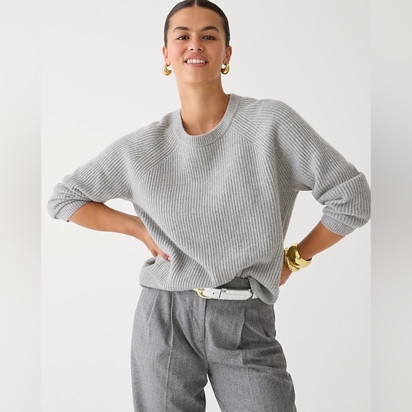 J Crew Ribbed cashmere oversized crewneck sweater BB402 - Picture 1 of 5